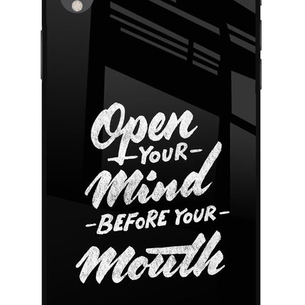 Open Your Mind Before Your Mouth iPhone XR Glass Case Back Cover by Casekaro
