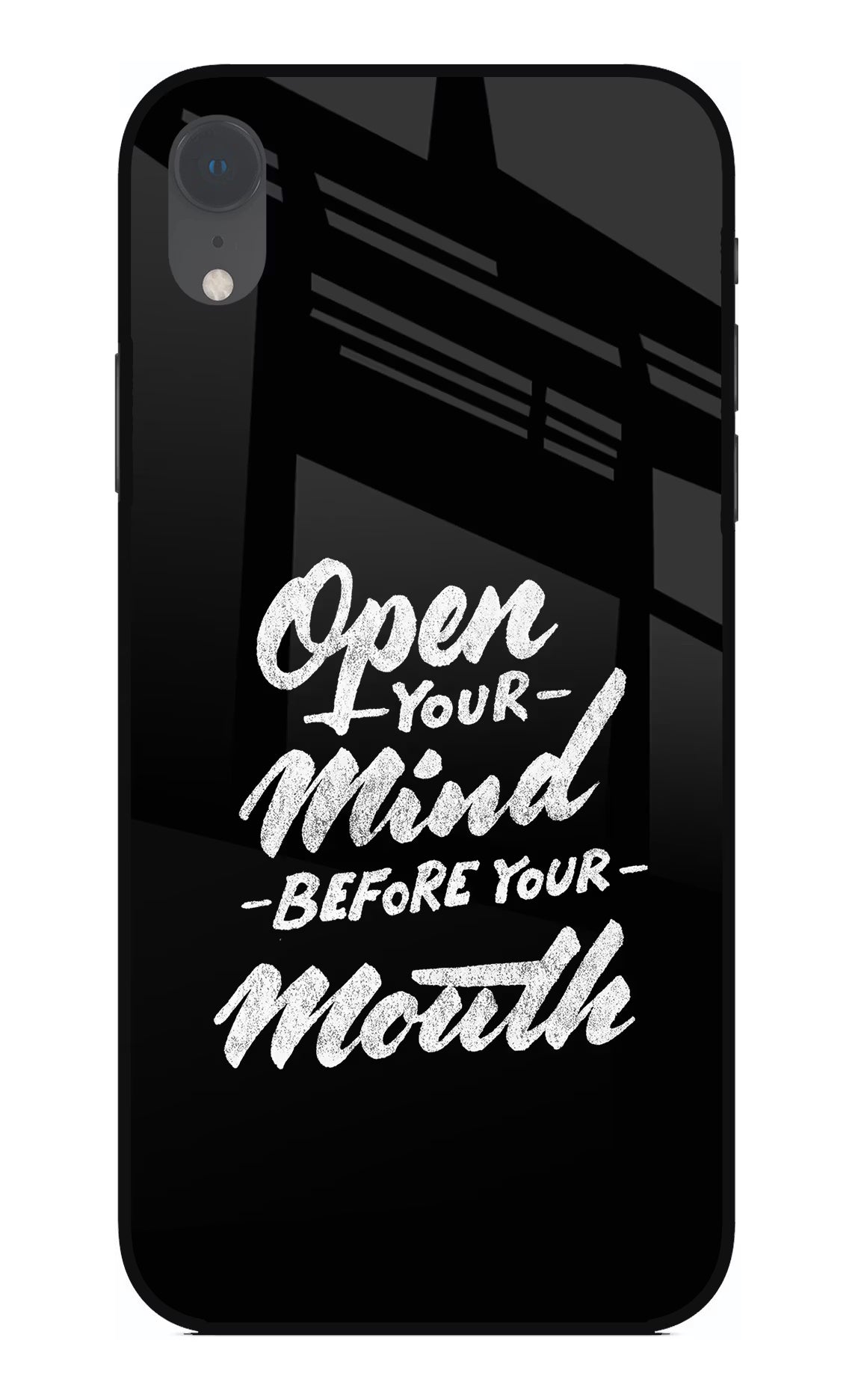 Open Your Mind Before Your Mouth iPhone XR Glass Case Back Cover by Casekaro