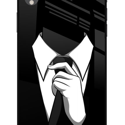 Black Tie iPhone XR Glass Case Back Cover by Casekaro