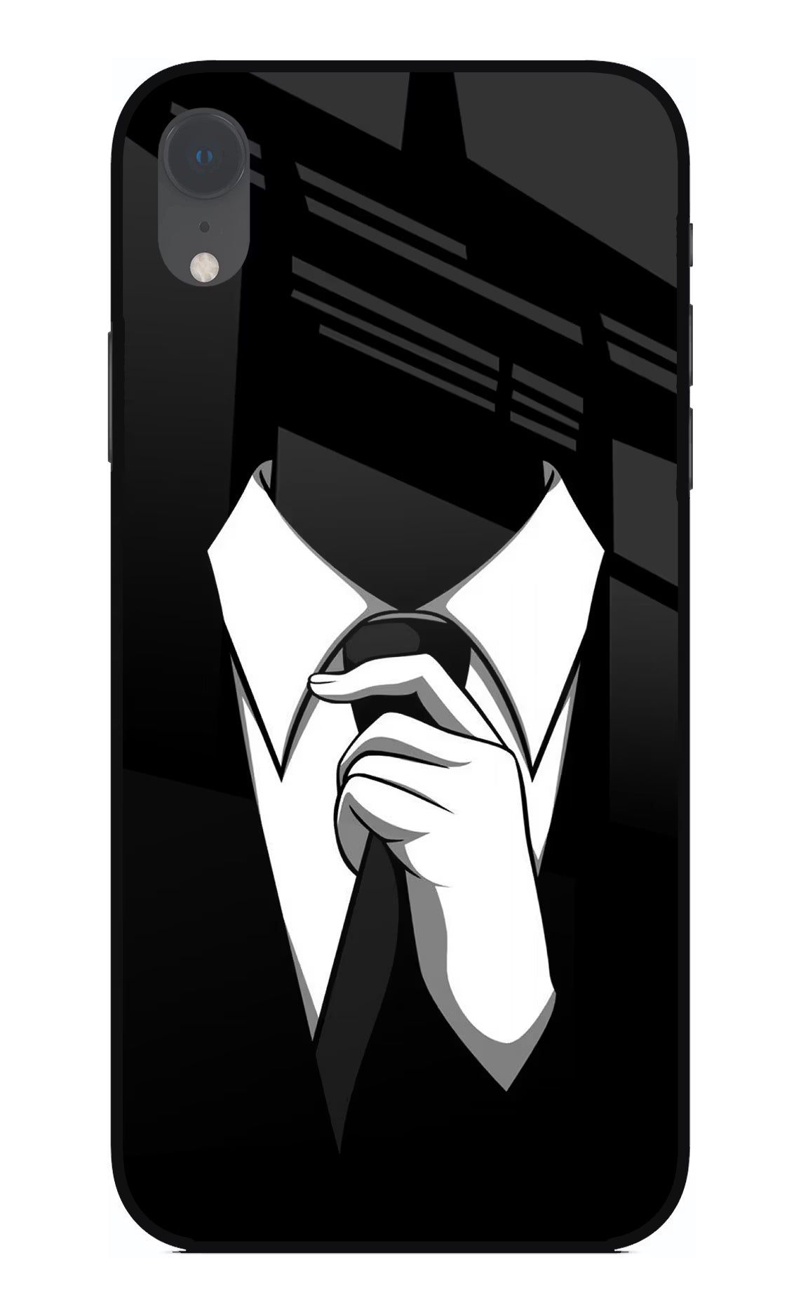 Black Tie iPhone XR Glass Case Back Cover by Casekaro