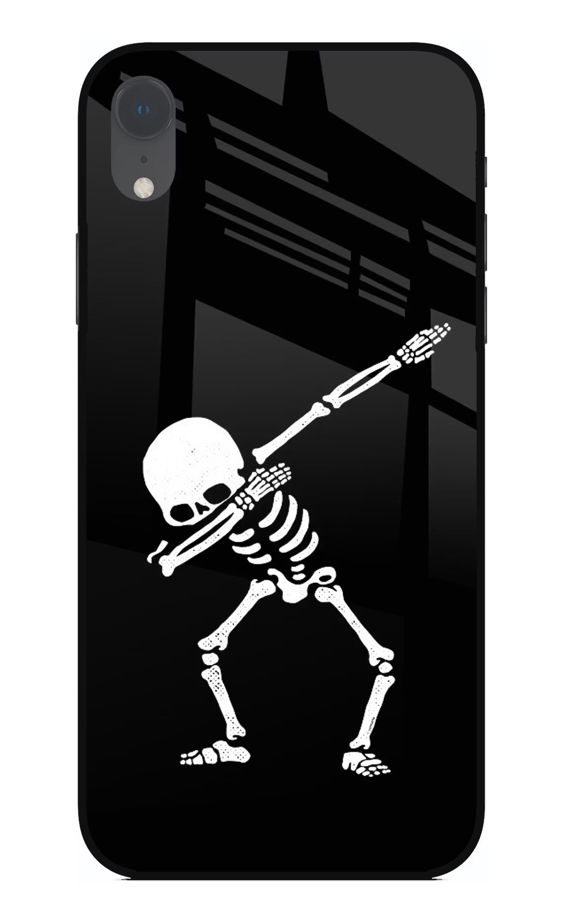 Dabbing Skeleton Art iPhone XR Glass Case Back Cover by Casekaro