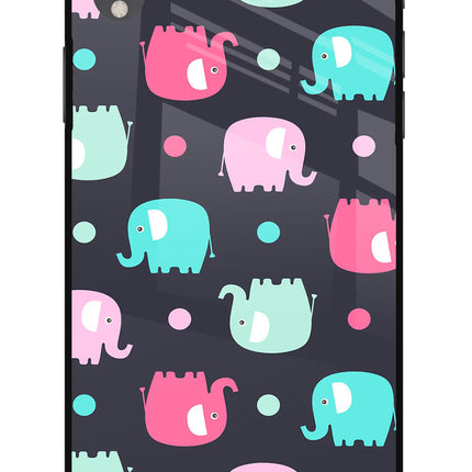 Elephants iPhone XR Glass Case Back Cover by Casekaro