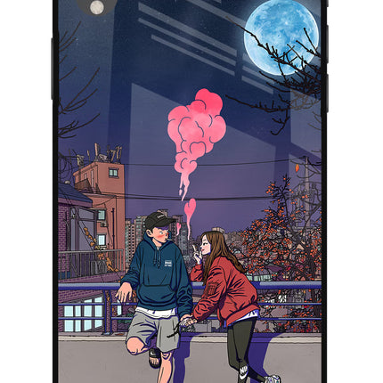 Chilling Couple iPhone XR Glass Case Back Cover by Casekaro