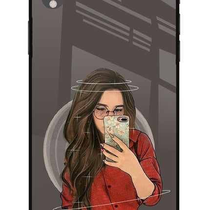 Selfie Queen iPhone XR Glass Case Back Cover by Casekaro