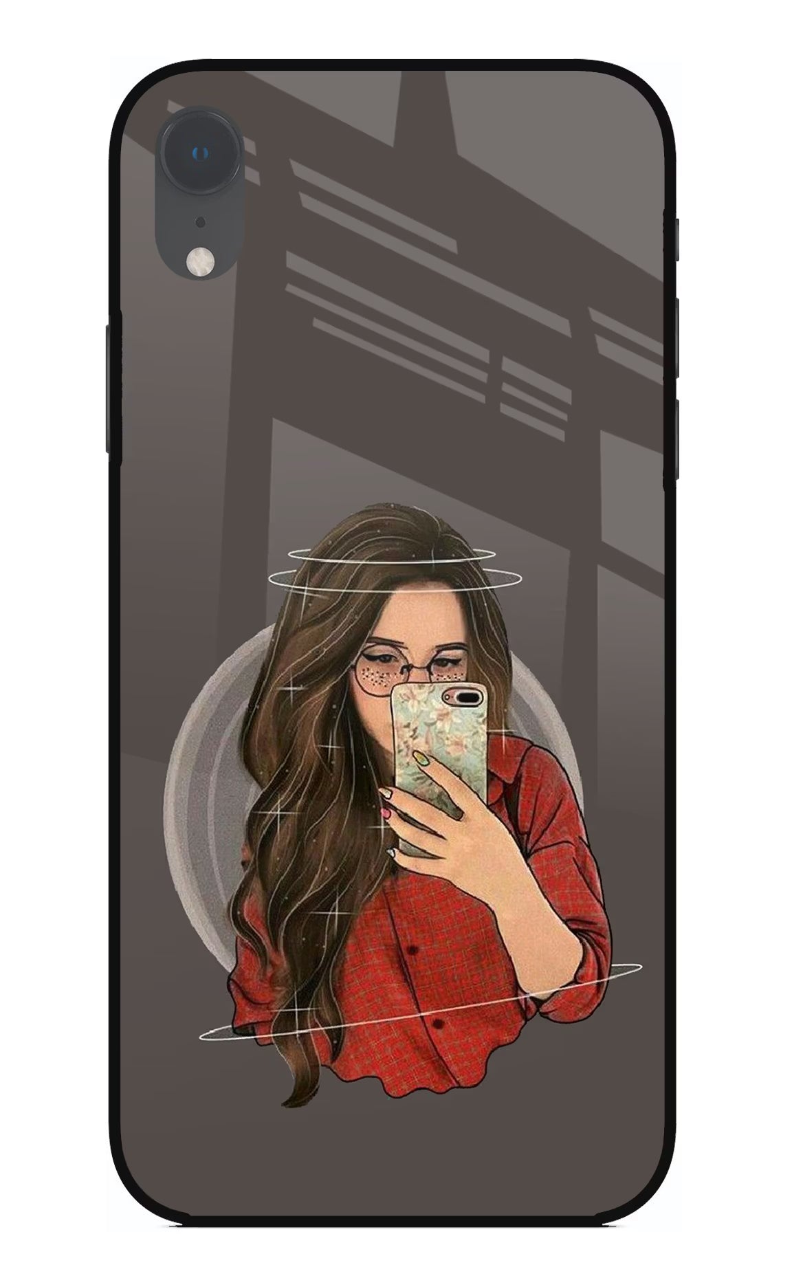 Selfie Queen iPhone XR Glass Case Back Cover by Casekaro