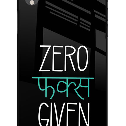 Zero Fucks Given iPhone XR Glass Case Back Cover by Casekaro