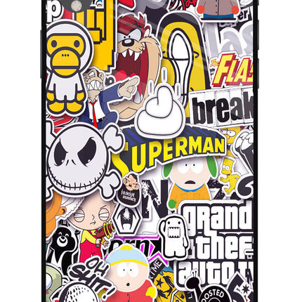 Sticker Bomb iPhone XR Glass Case Back Cover by Casekaro