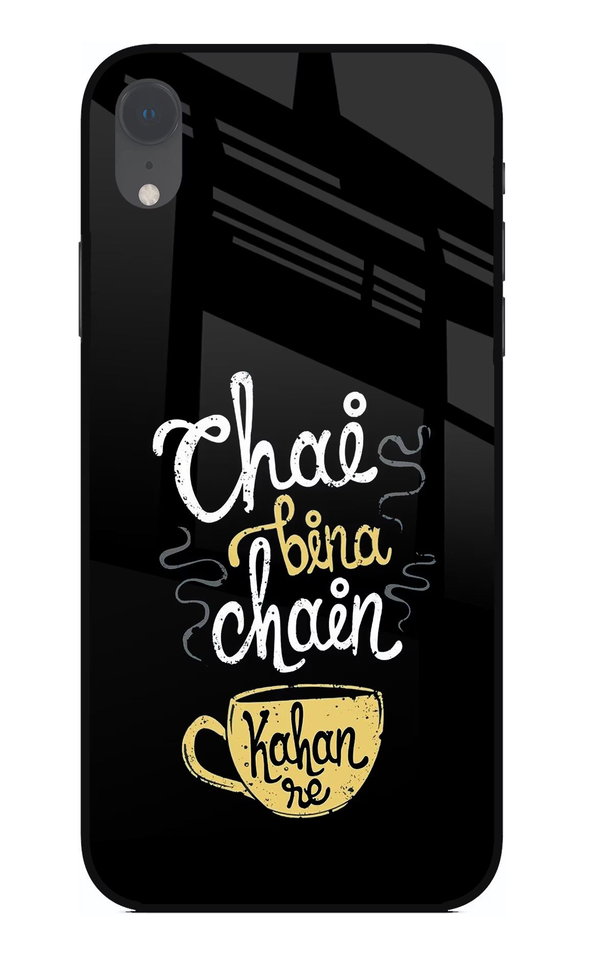 Chai Bina Chain Kaha Re iPhone XR Glass Case Back Cover by Casekaro