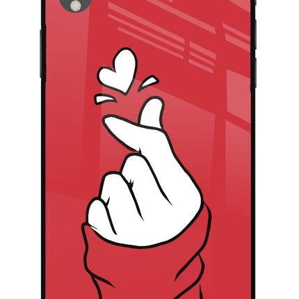 Korean Love Sign iPhone XR Glass Case Back Cover by Casekaro