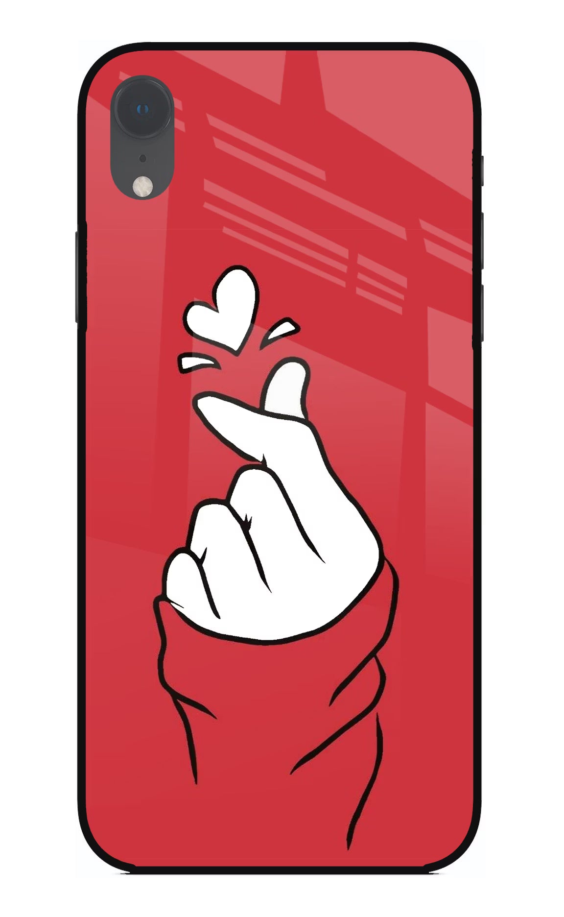 Korean Love Sign iPhone XR Glass Case Back Cover by Casekaro