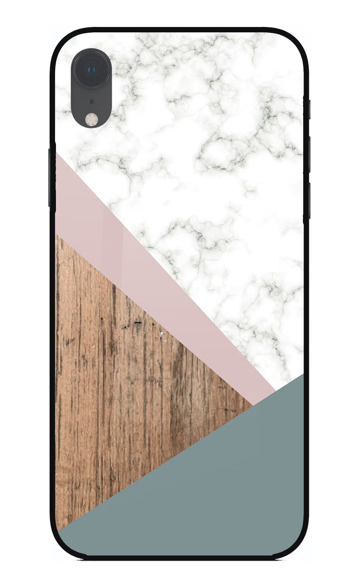 Marble wood Abstract iPhone XR Glass Case Back Cover by Casekaro