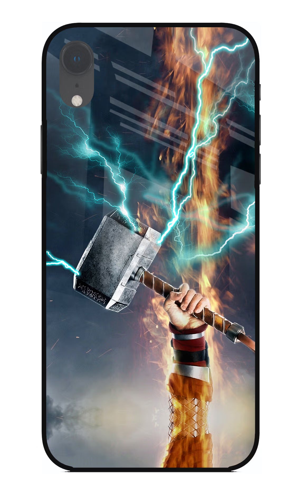 Thor Hammer Mjolnir iPhone XR Glass Case Back Cover by Casekaro