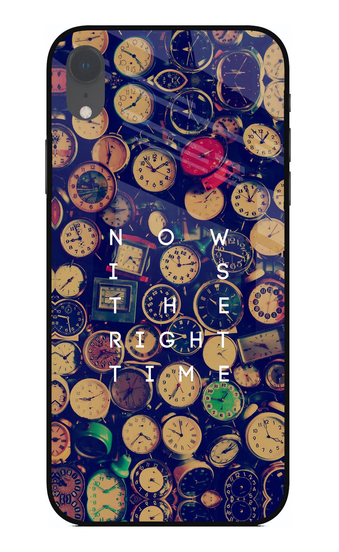 Now is the Right Time Quote iPhone XR Glass Case Back Cover by Casekaro