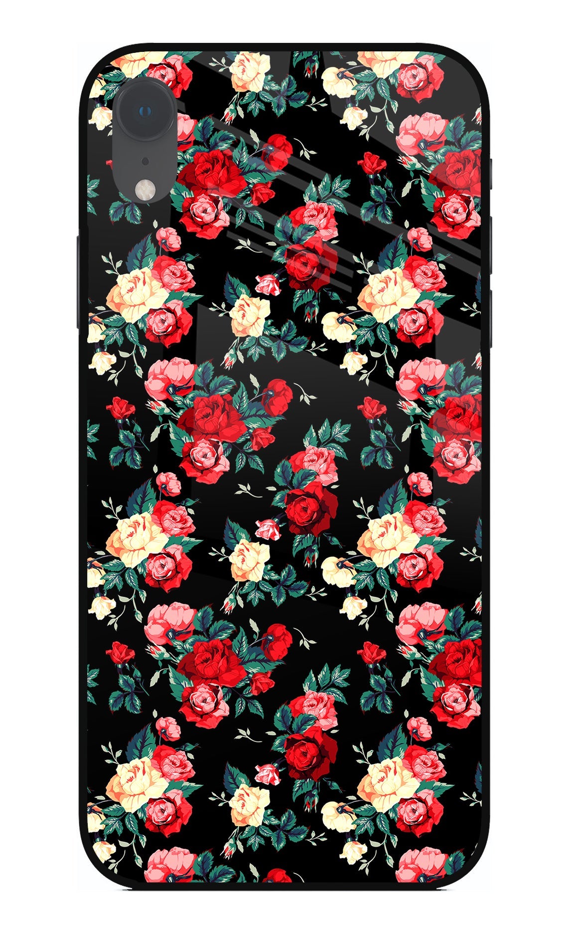 Rose Pattern iPhone XR Glass Case