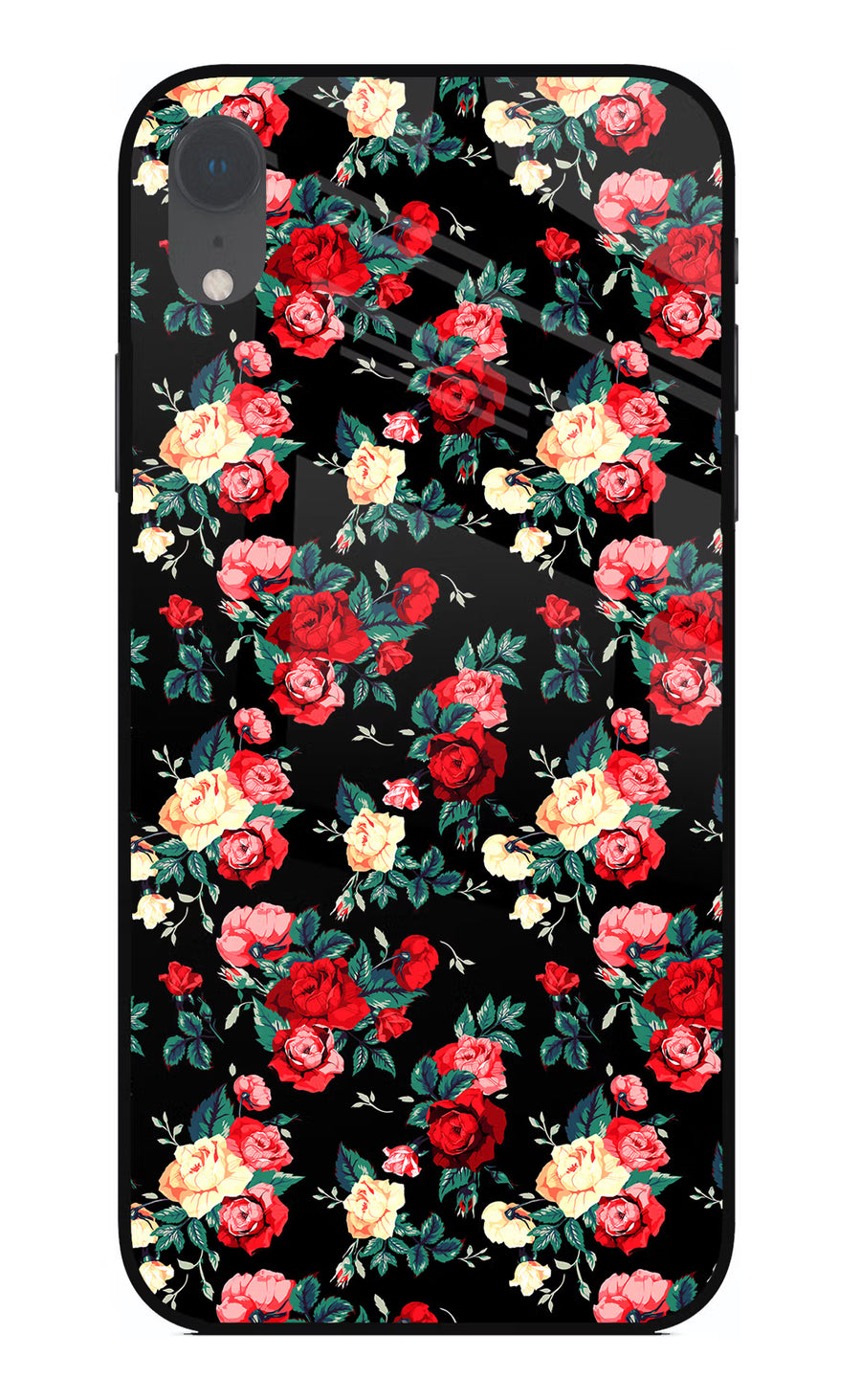 Rose Pattern iPhone XR Back Cover, Glass case