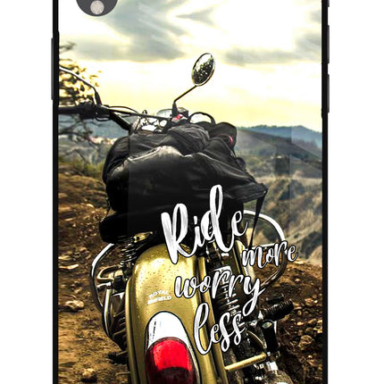 Ride More Worry Less iPhone XR Glass Case Back Cover by Casekaro
