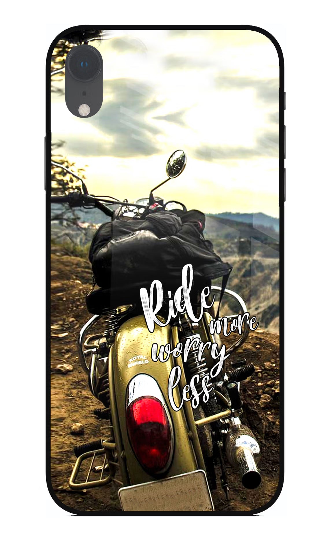 Ride More Worry Less iPhone XR Glass Case Back Cover by Casekaro