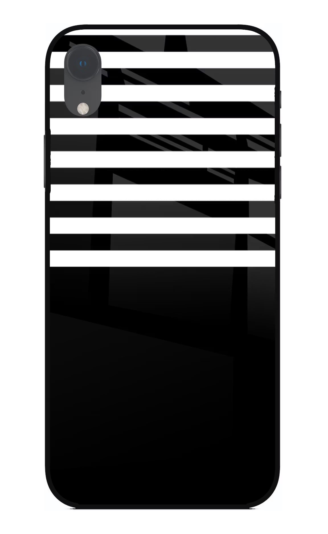 Black and White Print iPhone XR Glass Case Back Cover by Casekaro