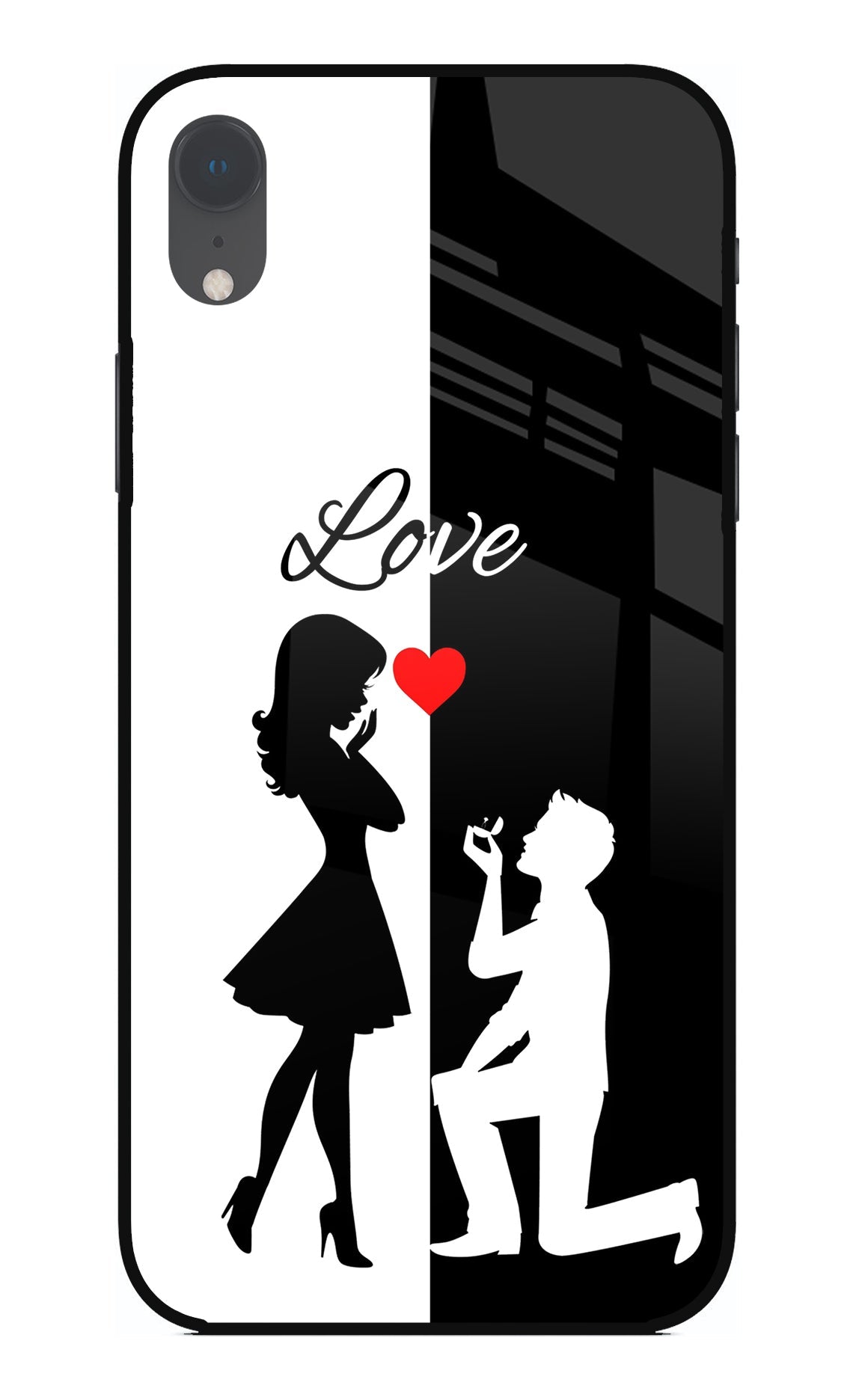 Love Propose Black And White iPhone XR Glass Case