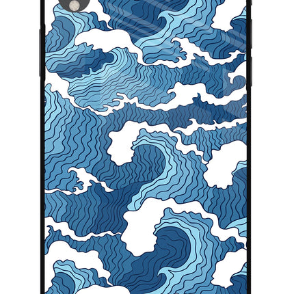 Blue Waves iPhone XR Glass Case Back Cover by Casekaro
