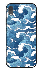 Blue Waves iPhone XR Glass Case Back Cover by Casekaro