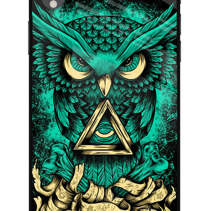 Green Owl iPhone XR Glass Case Back Cover by Casekaro