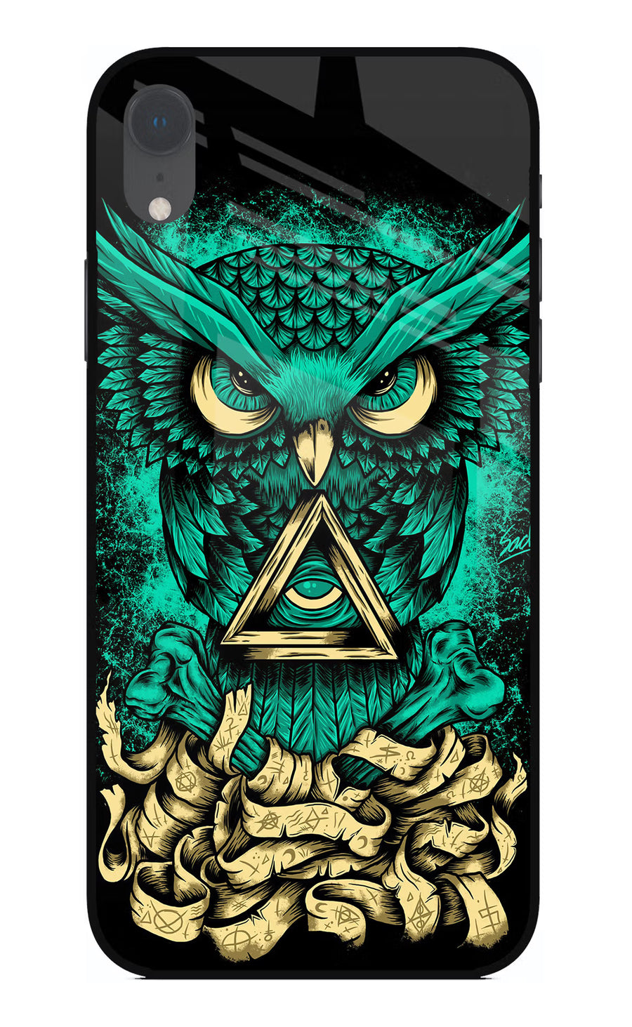 Green Owl iPhone XR Back Cover, Glass case