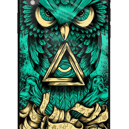 Green Owl iPhone XR Glass Case Back Cover by Casekaro