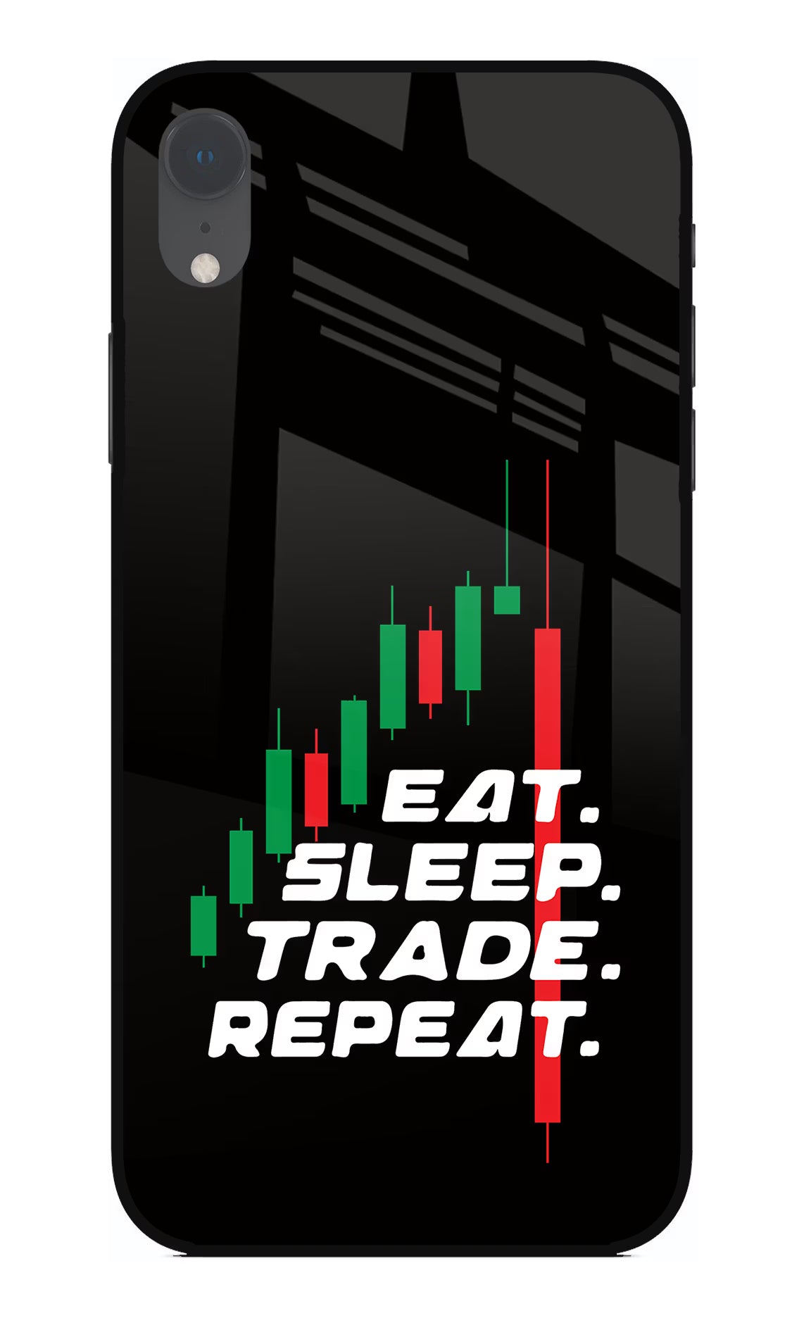Eat Sleep Trade Repeat iPhone XR Glass Case Back Cover by Casekaro