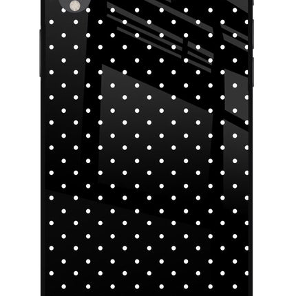 White Dots iPhone XR Glass Case Back Cover by Casekaro