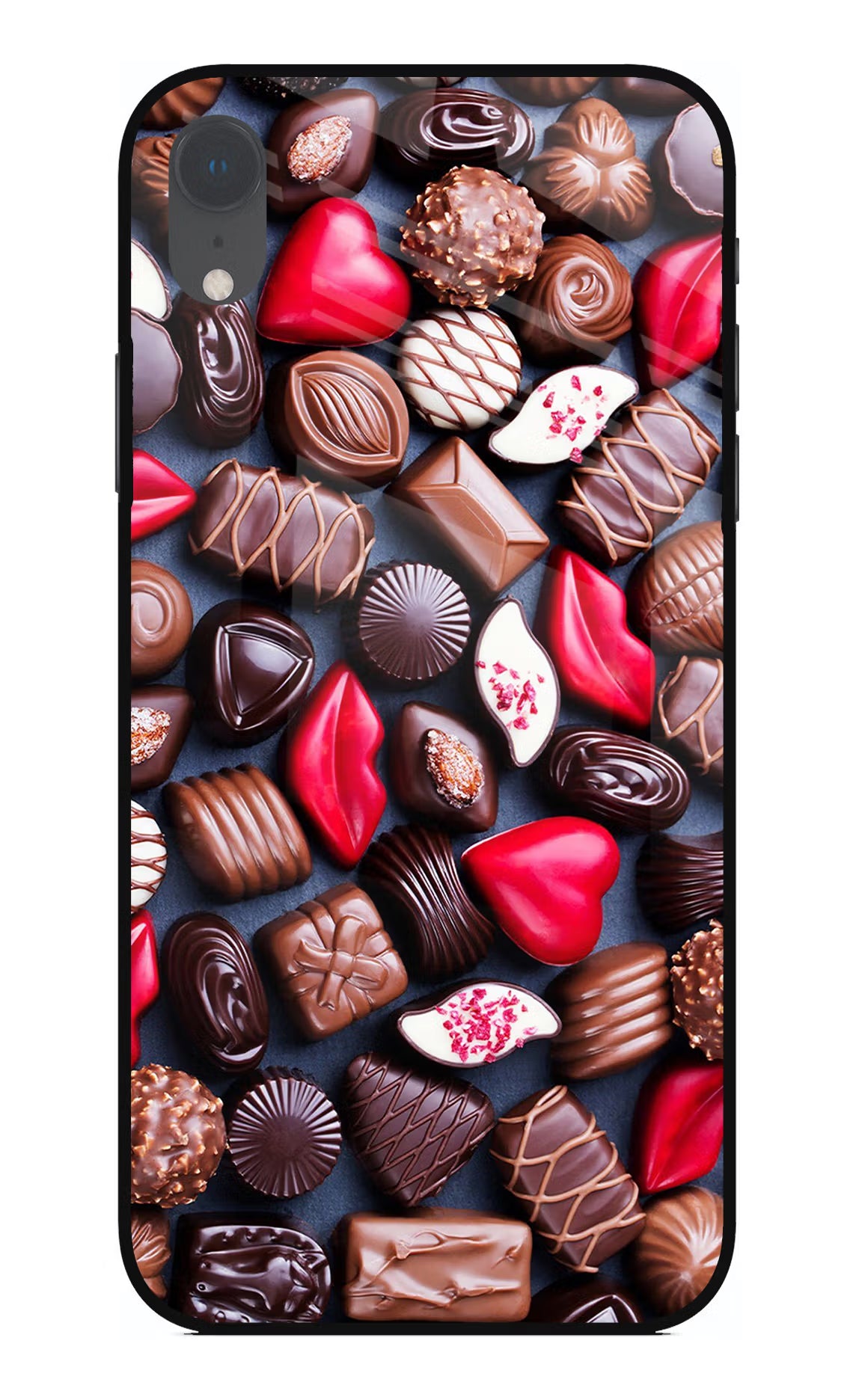 Chocolates iPhone XR Glass Case Back Cover by Casekaro