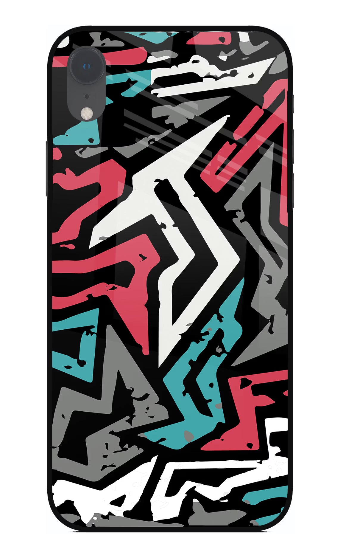 Geometric Graffiti iPhone XR Glass Case Back Cover by Casekaro