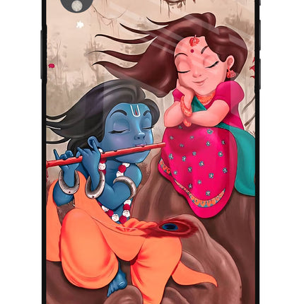 Radhe Krishna iPhone XR Glass Case Back Cover by Casekaro