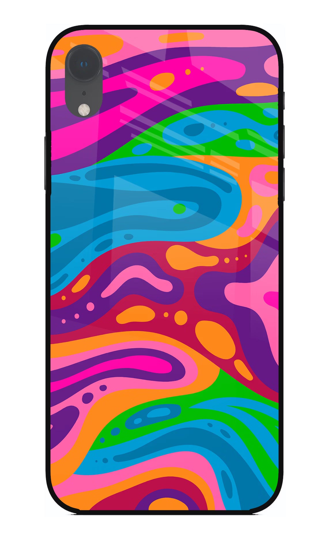 Trippy Pattern iPhone XR Glass Case Back Cover by Casekaro
