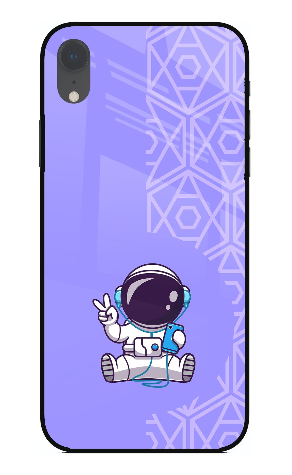 Cute Astronaut Chilling iPhone XR Glass Case Back Cover by Casekaro