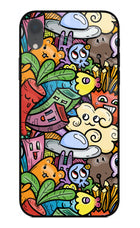 Veggie Doodle iPhone XR Glass Case Back Cover by Casekaro