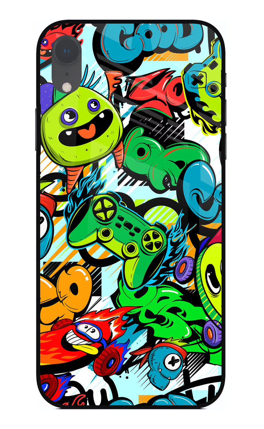 Game Doodle iPhone XR Back Cover, Glass case