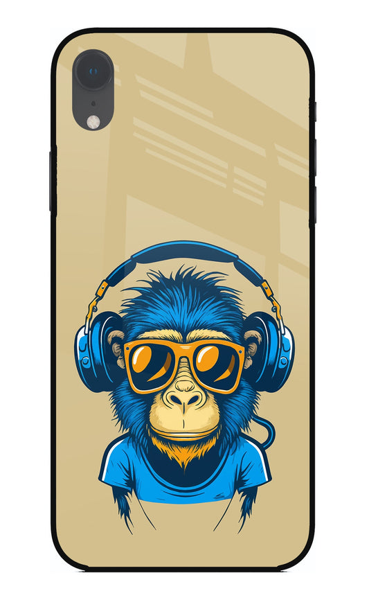 Monkey Headphone iPhone XR Glass Case