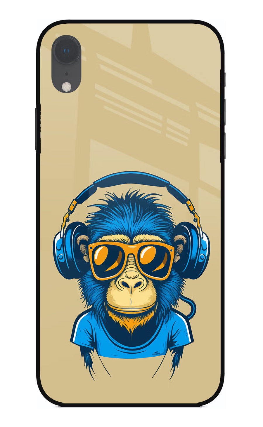 Monkey Headphone iPhone XR Back Cover, Glass case
