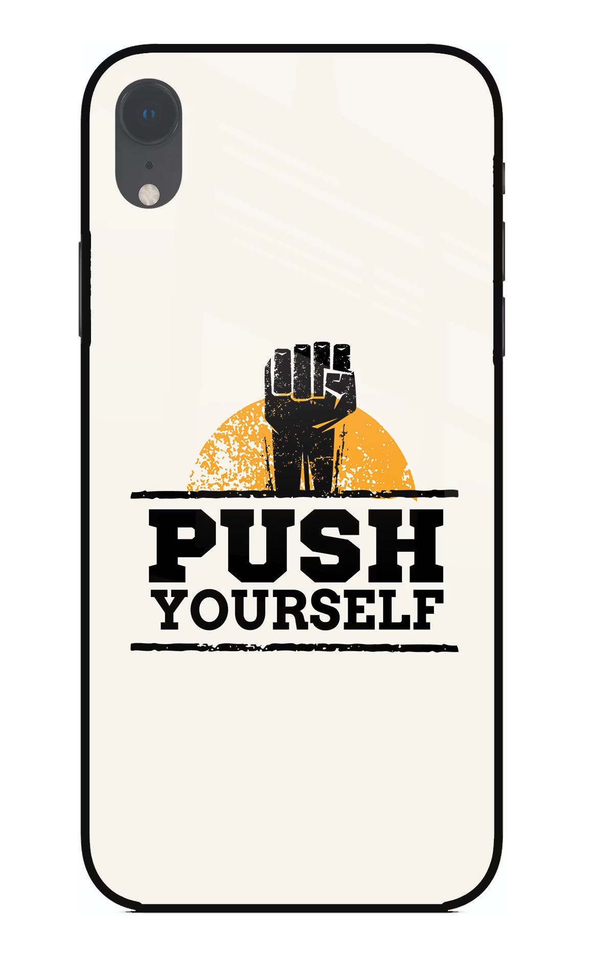 Push Yourself iPhone XR Glass Case Back Cover by Casekaro