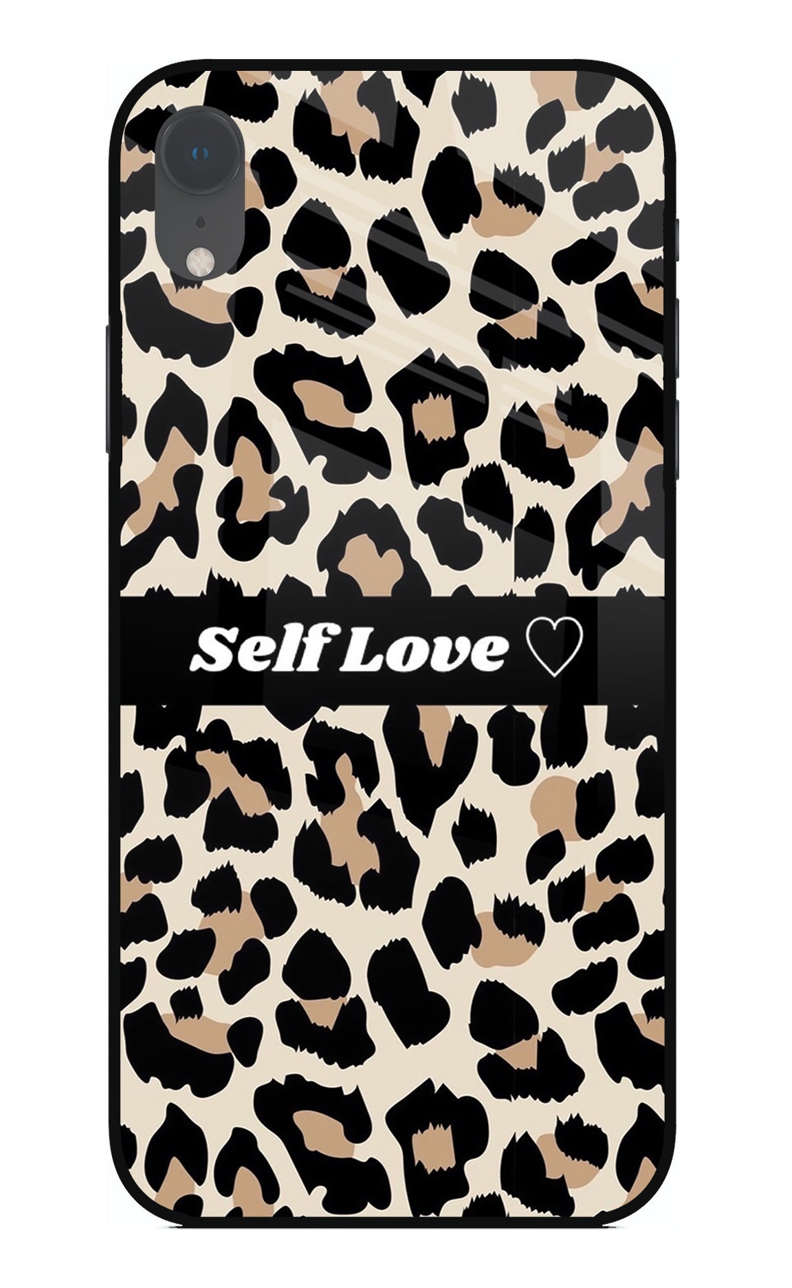 Leopard Print Self Love iPhone XR Glass Case