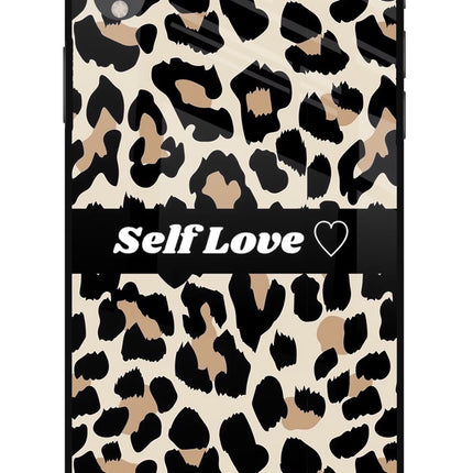 Leopard Print Self Love iPhone XR Glass Case Back Cover by Casekaro