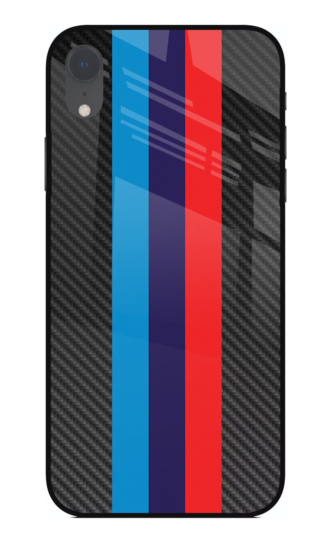 BMW Stripes Pattern iPhone XR Glass Case Back Cover by Casekaro