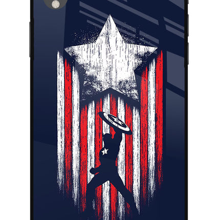 Captain America Marvel Art iPhone XR Glass Case Back Cover by Casekaro