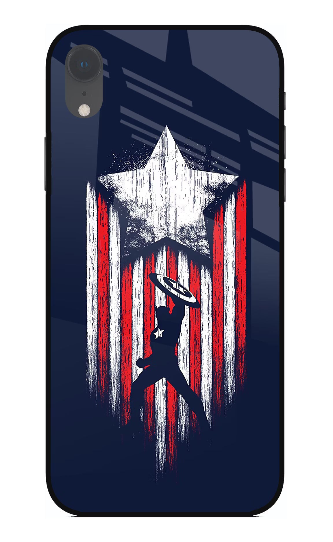 Captain America Marvel Art iPhone XR Glass Case Back Cover by Casekaro
