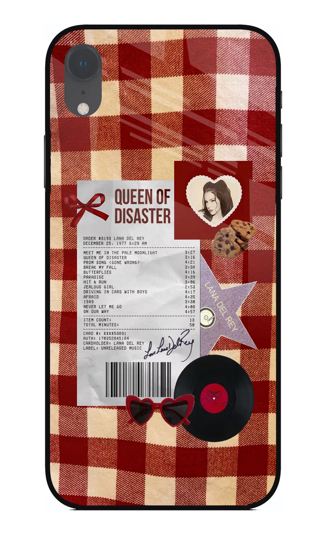 Queen of Disaster iPhone XR Glass Case Back Cover by Casekaro