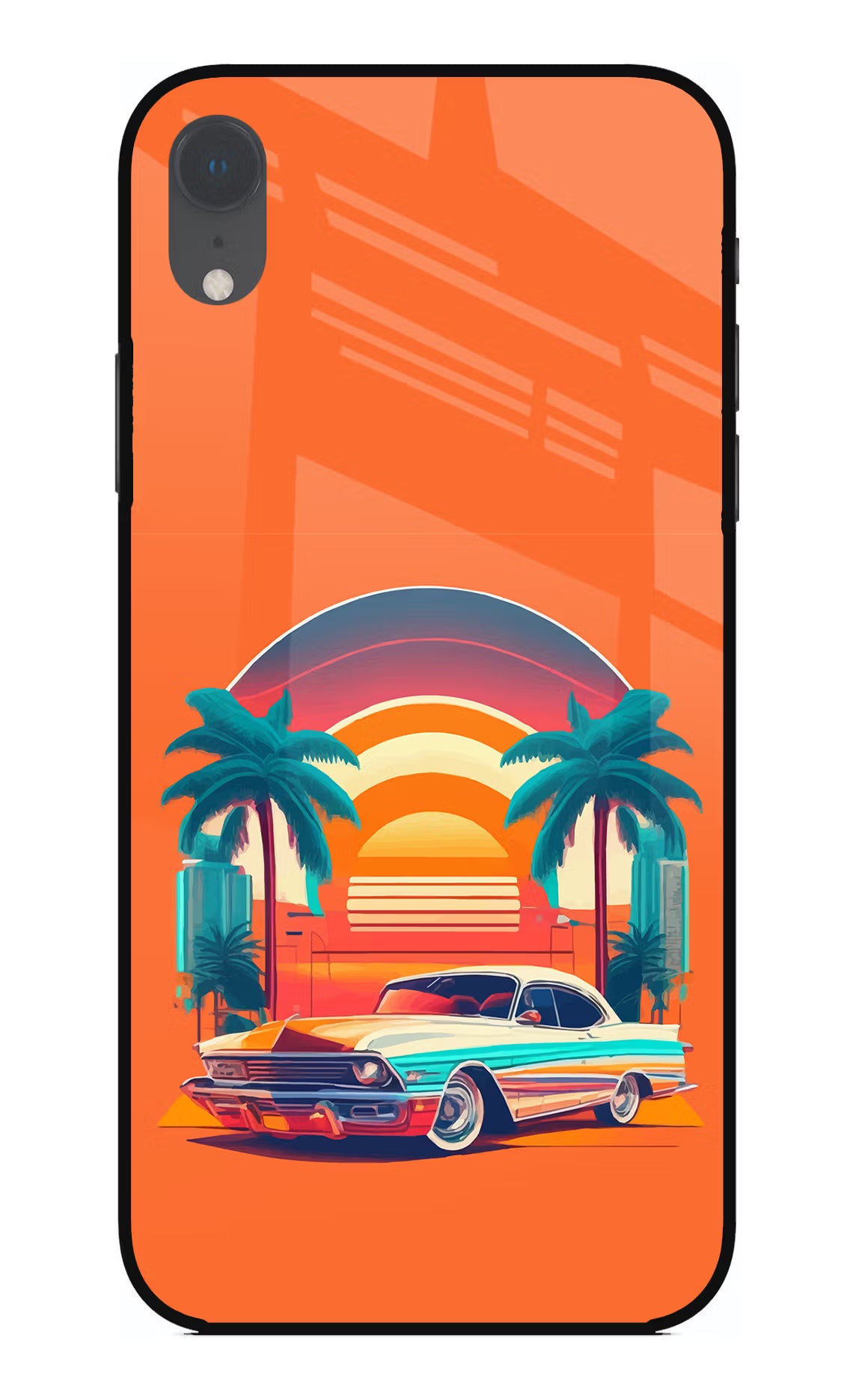 Palm Drive 80s iPhone XR Glass Case Back Cover by Casekaro