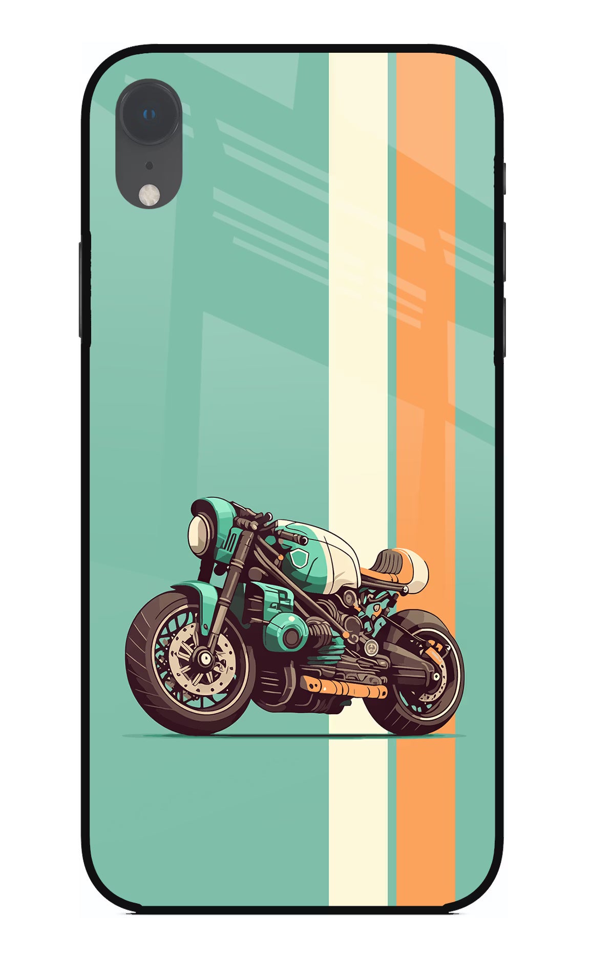 Striped Moto Drift iPhone XR Glass Case Back Cover by Casekaro