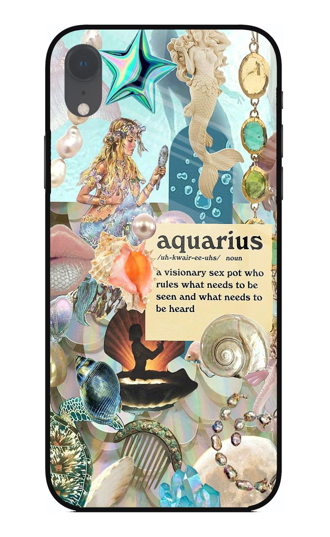 Aquarius Zodiac iPhone XR Glass Case Back Cover by Casekaro