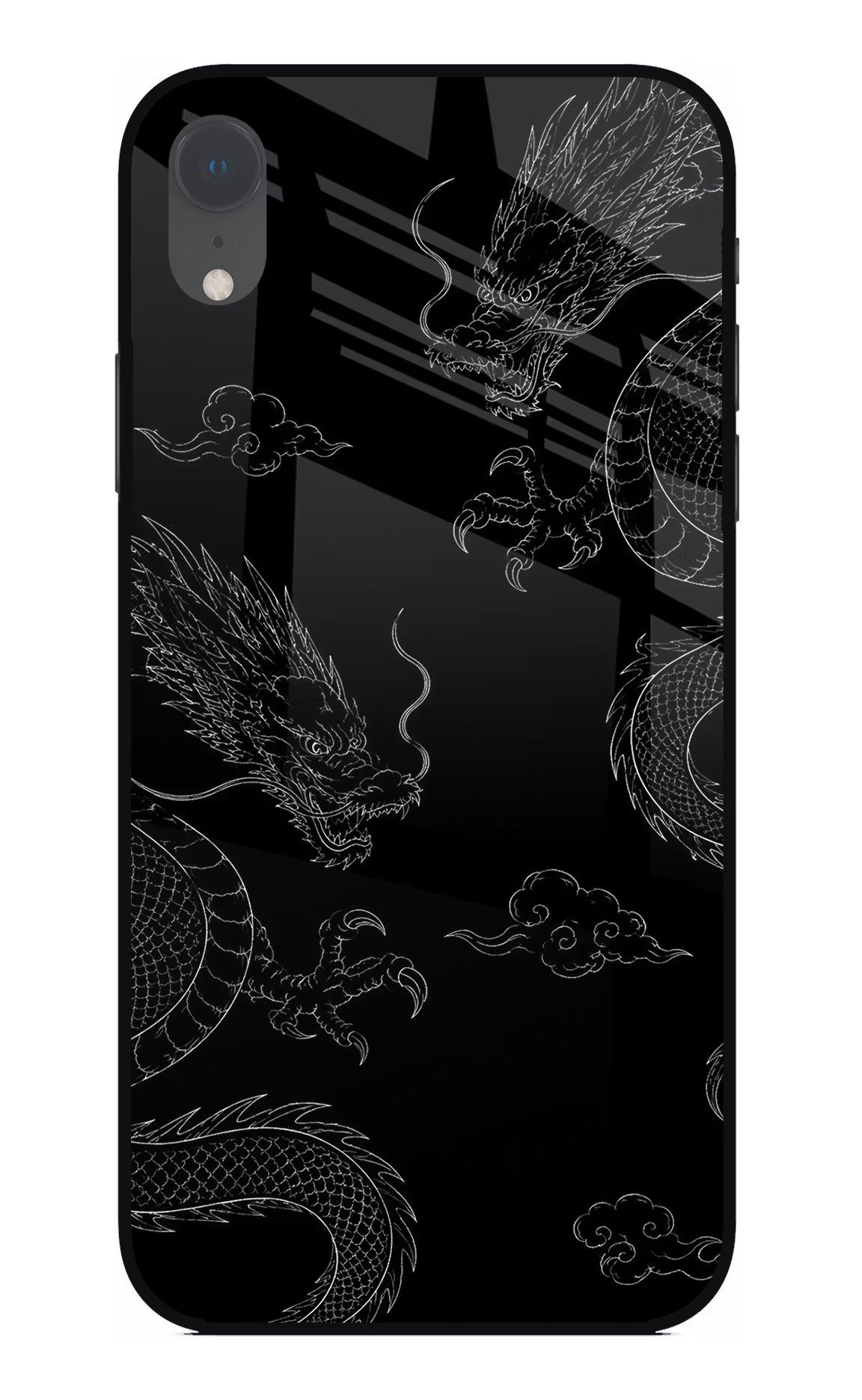 Twin Dragons iPhone XR Glass Case Back Cover by Casekaro